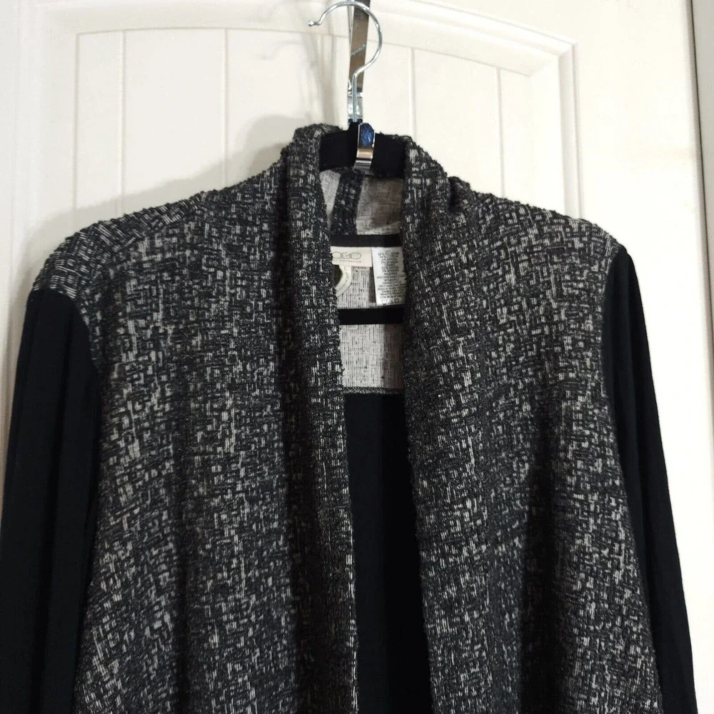 Logo Lori Goldstein Womens Cardigan Gray Knit Long Sleeve Open Front Sweater L - Picture 3 of 9